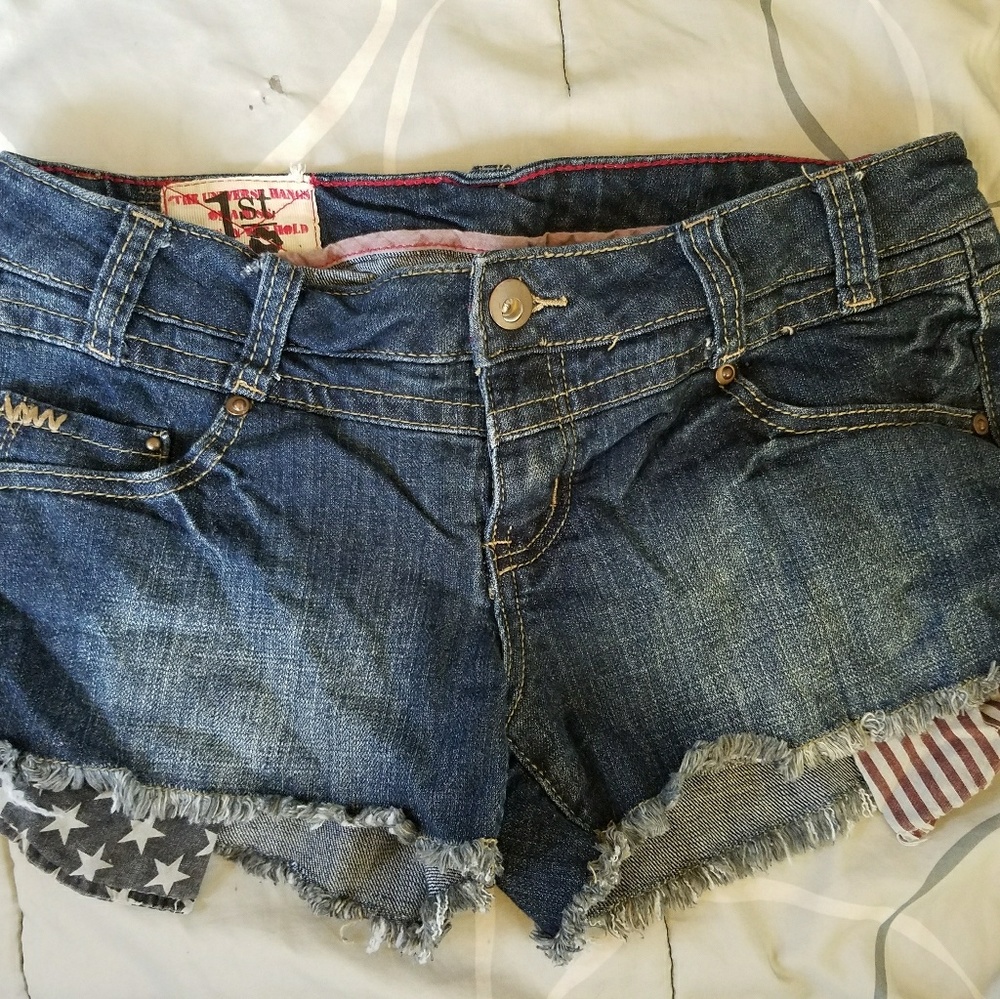 1st kiss jean shorts- American flag pockets